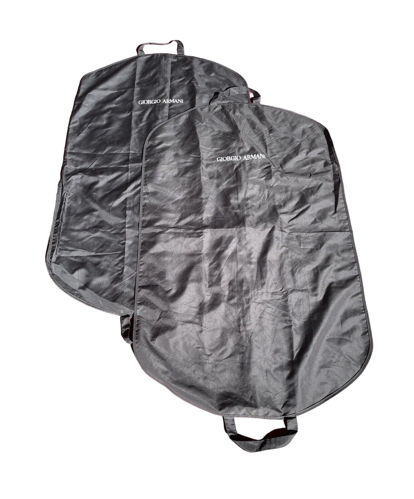 Lot 2 Giorgio Armani 42" Black Full Zip Garment Cover Hanger Suit Travel Bags