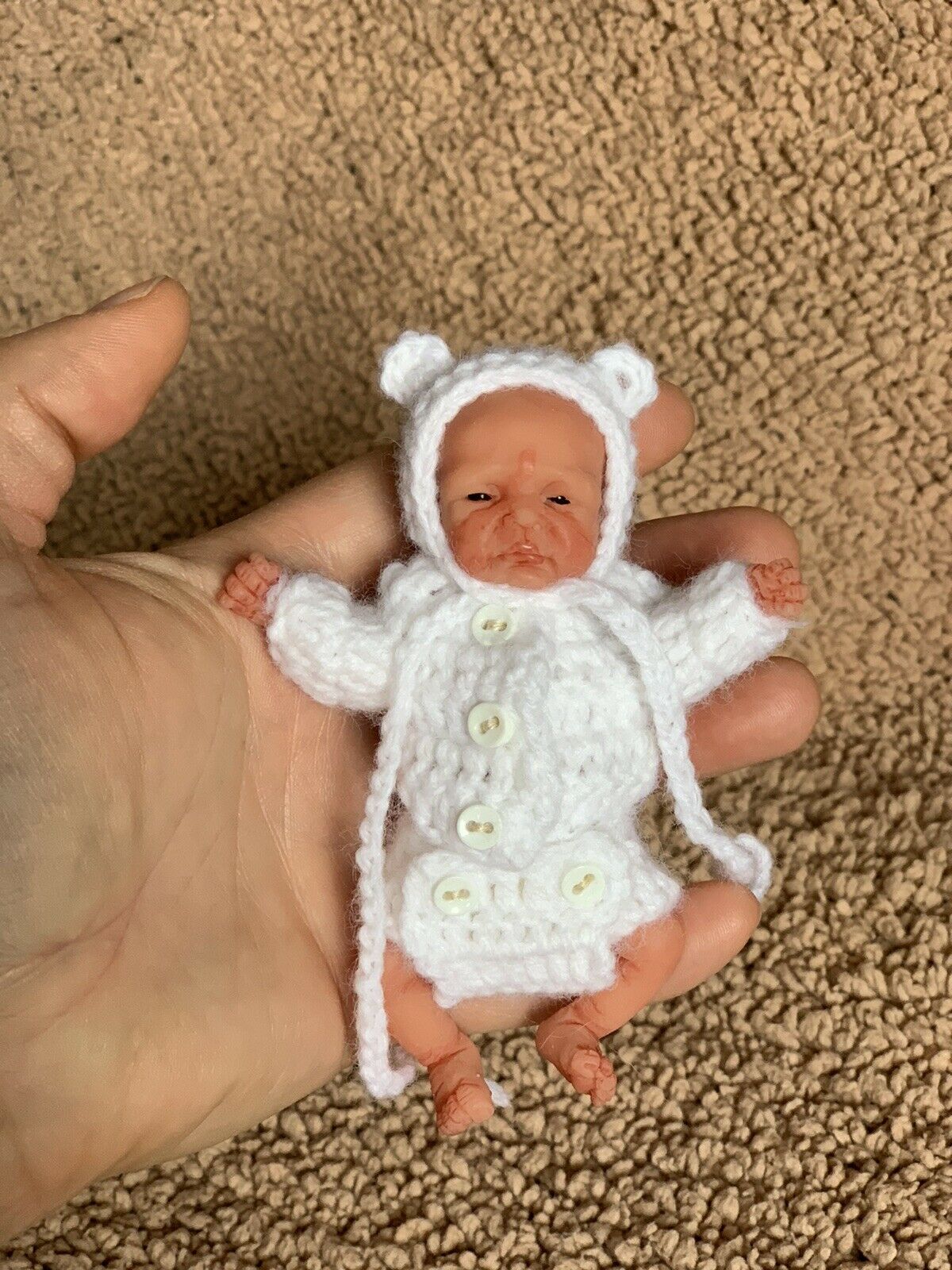 Handmade Crochet Outfit For 3-4 Inch Mini Ooak Preemie Reborn Silicone Baby Doll