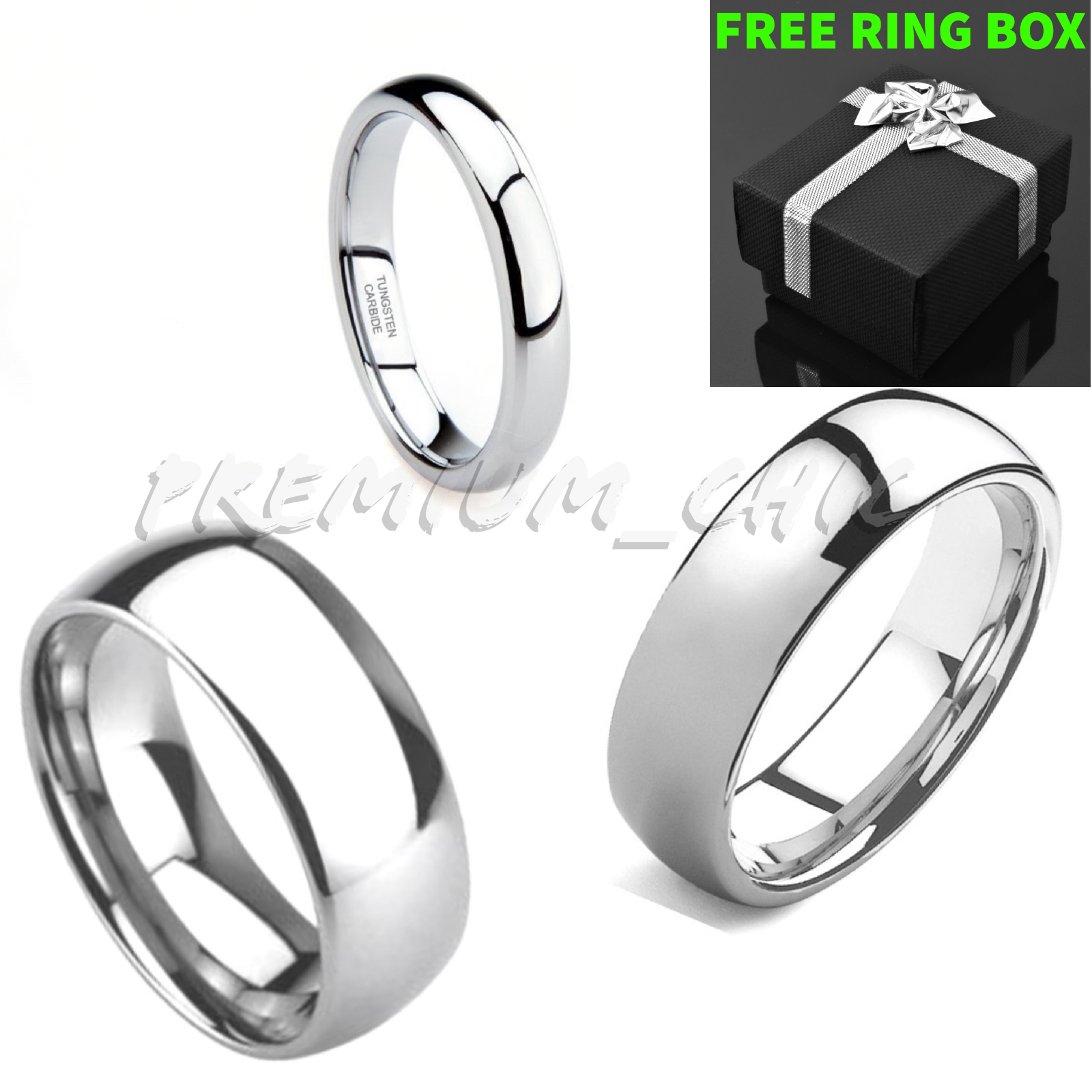 Tungsten Carbide Classic Silver Wedding Band Mens Womens Engagement Bridal Ring