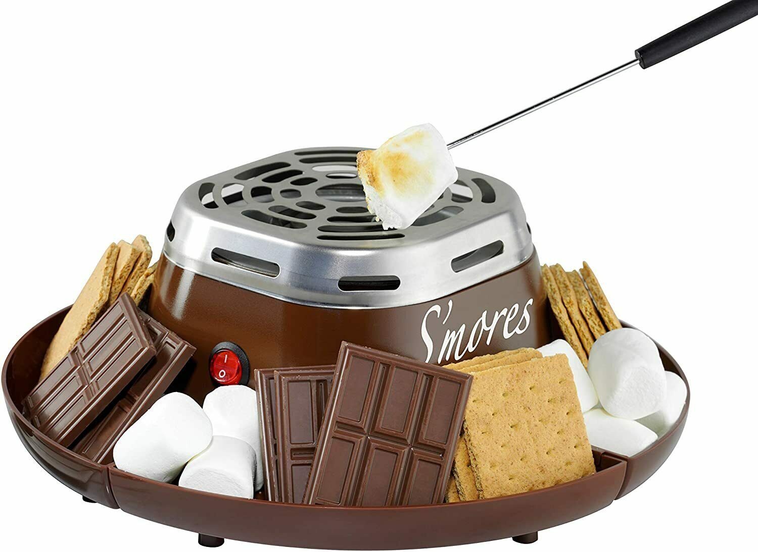 Indoor Electric Stainless Steel S'mores Maker With 4 Compartment Trays