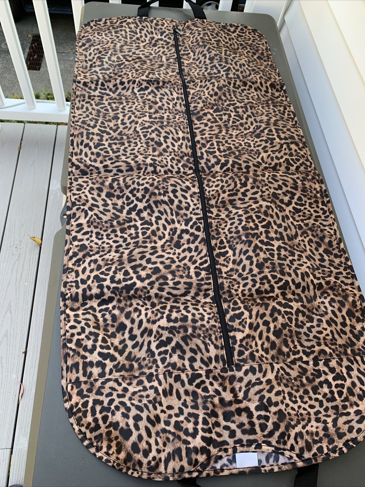 Chico’s Leopard Animal Print Nylon Garment Black & Tan Bag 22" X 45.5" Nwt