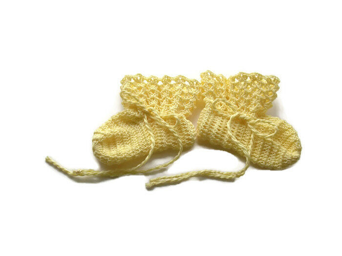Baby Booties Baby Shoes Crochet Booties Newborn Shoes 3 "yellow Ooak