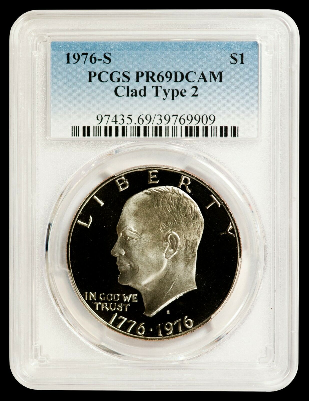 1976-s Clad Type 2 Eisenhower Dollar Pcgs Pr69dcam - A Top Ike Source In The Usa