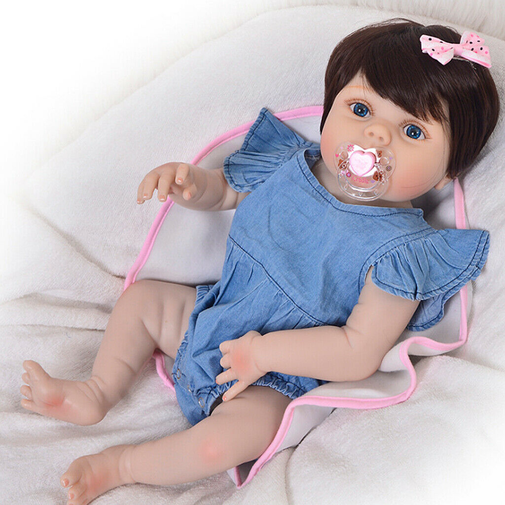 Adorable Denim Rompers With Ruffle Sleeve For Reborn Baby Girl Doll Costume