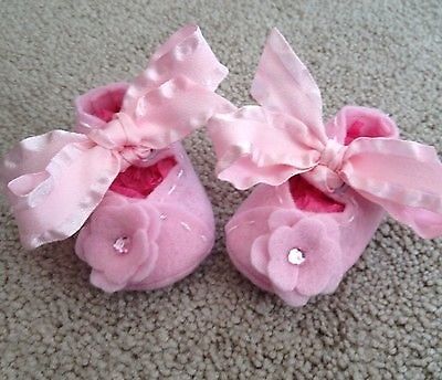 Pink Mary Jane Felt Shoes For Reborn Dolls