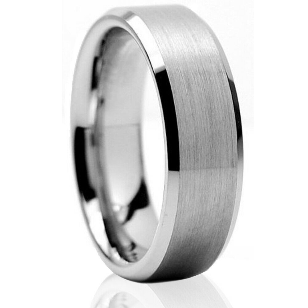 Tungsten Carbide Wedding Band Ring Brushed Silver Mens Jewelry Size 6-15 + Half