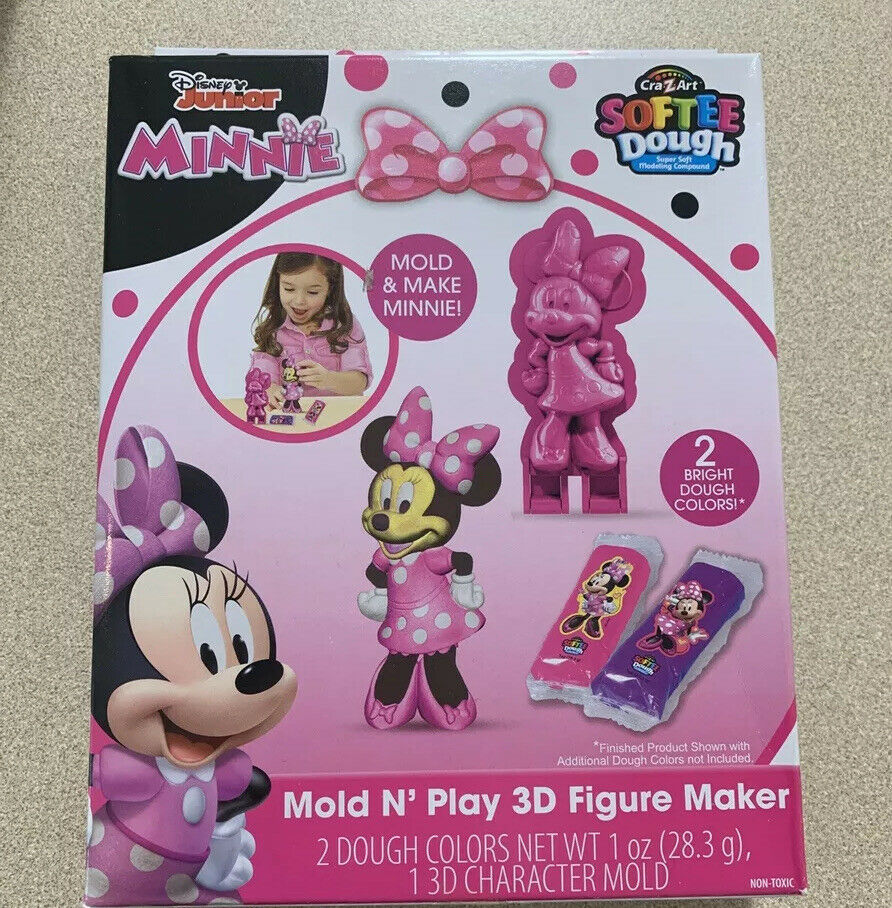 Cra-z-art Pink Minnie Mouse Softee Dough Mold N' Play 3d Figure Maker 2 Colors