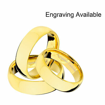Tungsten Carbide 18k Gold Ip Dome Polish Wedding Band Men Women Engagement Ring