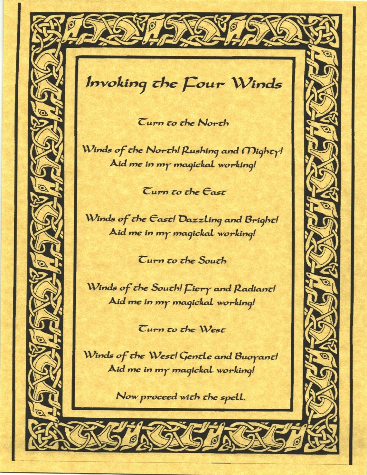 Book Of Shadows Page - Invoking The Four Winds- Wicca Witchcraft Spells Magic