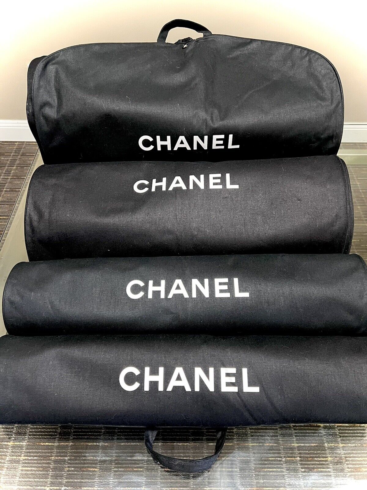 100% Authentic Chanel Black Canvas Garment Travel Bag 23” X 38”