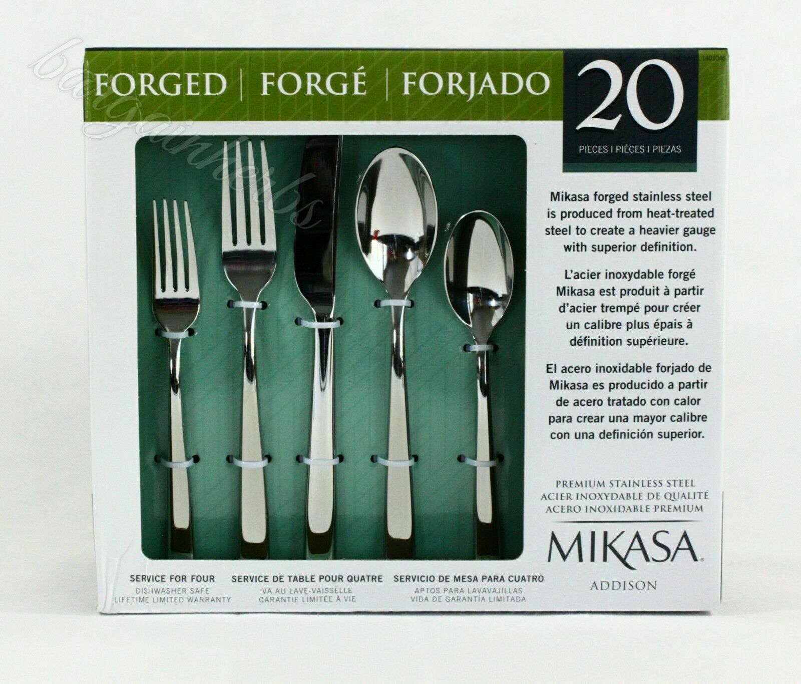 Mikasa Addison 20 Piece 18/10 Forged Stainless Steel Flatware Set Free Shipping