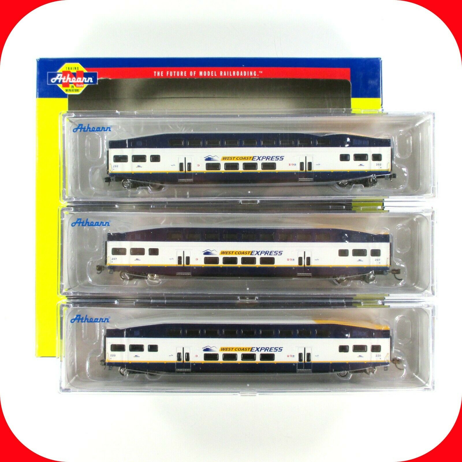 N Scale Bombardier West Coast Express Coach Car 3-pack Set - Athearn 24442 *rare
