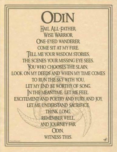 Odin Norse God Pagan Prayer Invocation Parchment-color Poster Print Sheet 8.5x11