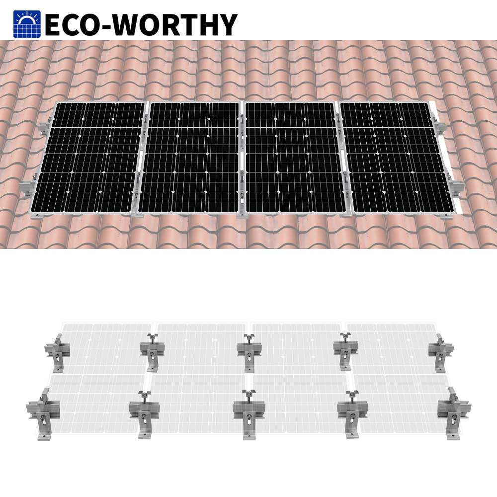 Eco-worthy Solar Panel Roof Mounting Bracket System Kit For 1-4 Pcs Solar Panels