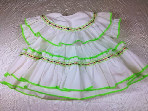 17-19" Reborn Doll Or Preemie Baby White With Lime Trim Dress
