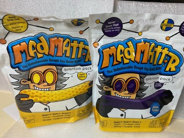 New Mad Mattr Lot Of 2 Pkgs;hello Yellow/purple Paradise;10 Oz Ea Never Dry Out