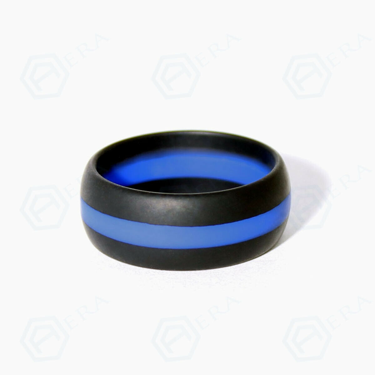 Thin Blue Line Silicone Wedding Ring Band Flexible Activewear By Aera Rings